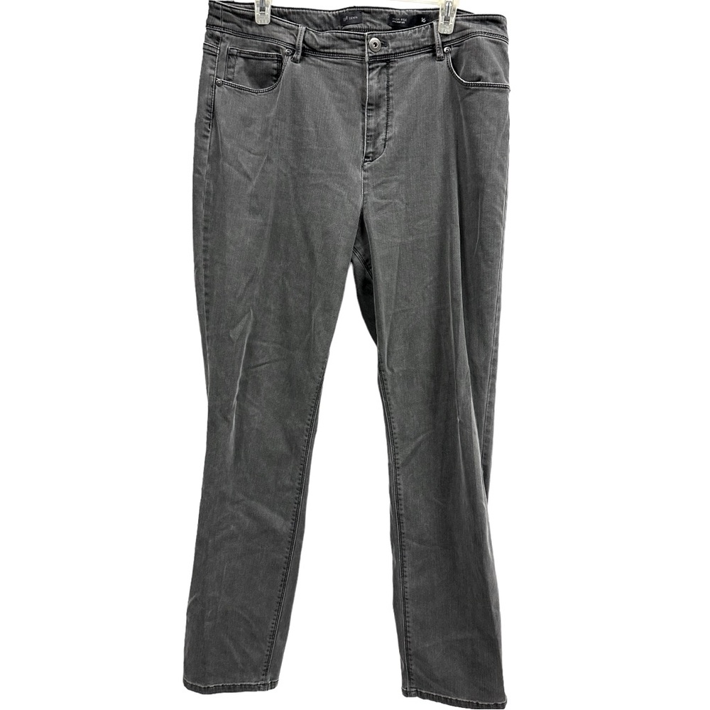 J Jill Gray Denim High Rise Straight Leg Classic 5 Pocket Jeans Womens 16